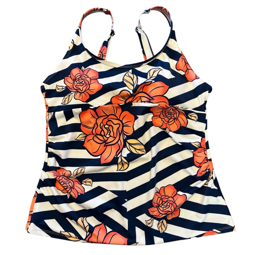 Striped tankini with flowers, Crane large